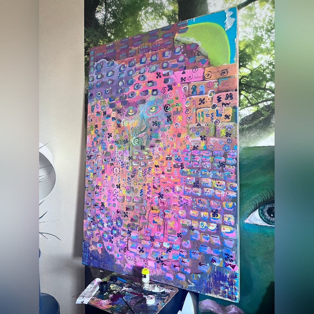 Abstract Pink and Purple Canvas Art